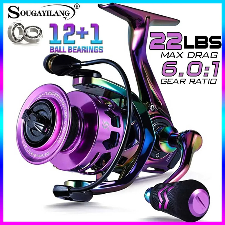 THIS IS A DISCOUNT FOR YOU - Sougayilang Spinning Fishing Reels 6.0:1 High Speed Gear Ratio Max Drag 22Lbs Carp Reels for Fresh and Saltwater Bass Pike Pesca
