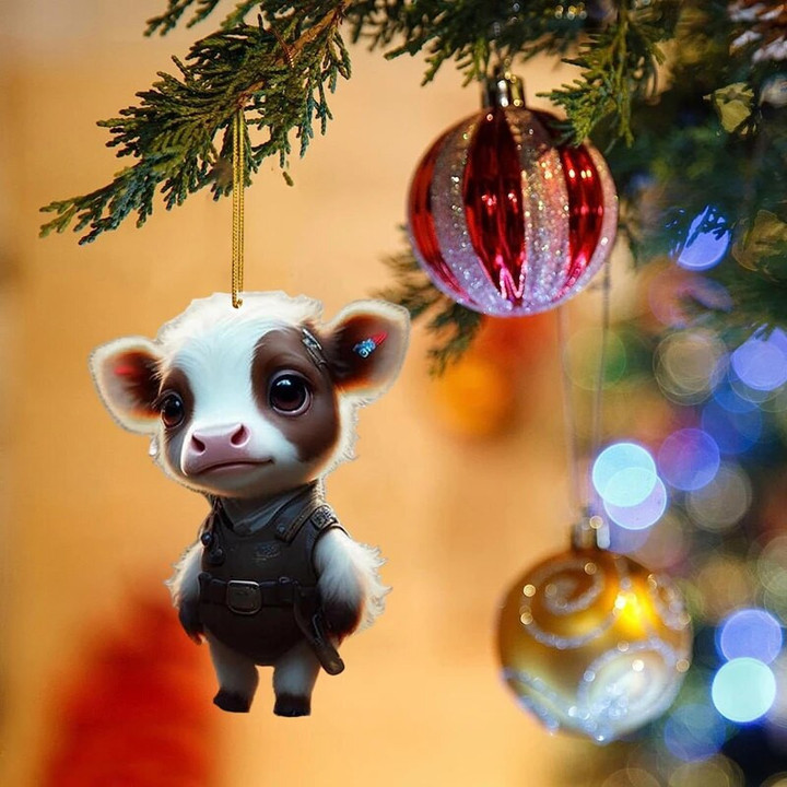 This is a discount for you : Cartoon Cow Decorative Hanging Ornament for Cars Backpacks Cute Acrylic Highland Cow Pendants Christmas Tree Decorations