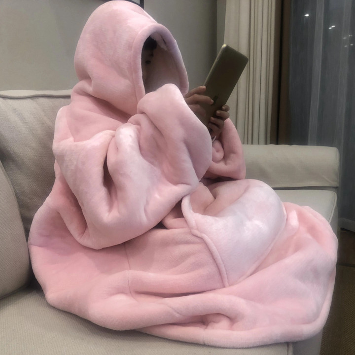 THIS IS A DISCOUNT FOR YOU - Oversized Hoodie Blanket With Sleeves Sweatshirt Plaid Winter Fleece Hoody Women Pocket Female Hooded Sweat Oversize Femme