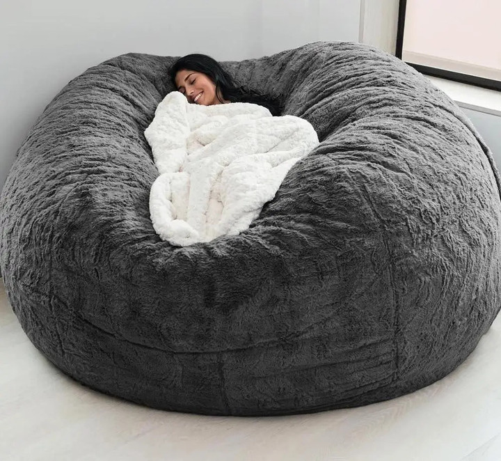 THIS IS A DISCOUNT FOR YOU - No Stuffed Gray Bean Bag Chair Giant Beanbag Pouf Sofa Bed Puff Ottoman Futon Room Seat Tatami Relax Lounge Furniture Home Decor