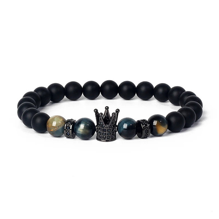 This is a discount for you : Fashion Crown Skull Punk Bracelets Men Wolf Head Zircon Tiger Eye Bracelets for Women Energy Nature Stone Soul Jewelry Pulsera