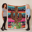 Catus Flower Cheetah Skin Print Sherpa Blanket