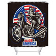 Skull Ride Motorcycle Shower Curtain Round American Flag