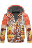 The Mother And Child Giraffe Animals Africa Forest Fleece Zip Hoodie | For Men And Women | HC1354