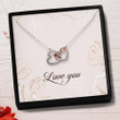 Mom Sentimental - Bling Heart Love For Mama Christmas Gift  - Mother Two Hearts Necklace 0921