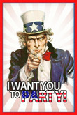 I Want You To Party Uncle Sam Funny Canvas Canvas Print | PB Canvas
