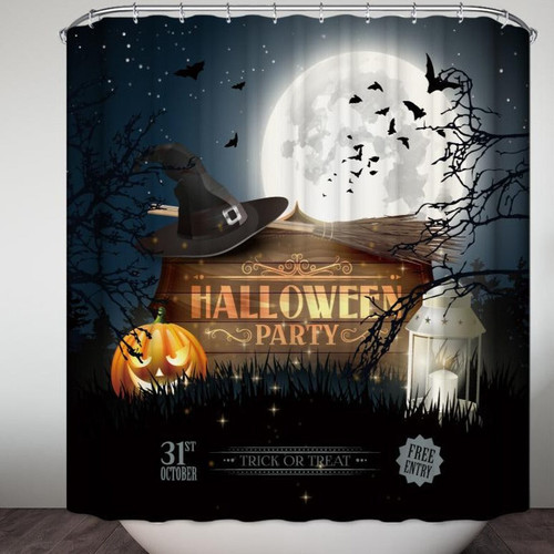 Free Enter Halloween Party Design Shower Curtain Bathroom Decor