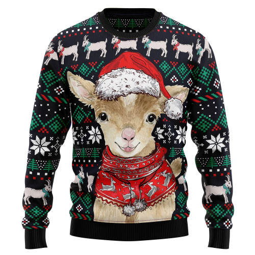 Cute Goat Christmas Graphic Sweater - Ugly Christmas Sweater - Unisex Sweater Xmas Outfit