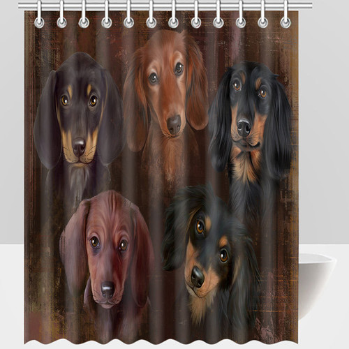 Rustic Dachshund Dogs Shower Curtain