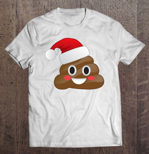 Funny Emoji Santa Hat Christmas Poop Shirt For Kids - Adults T-shirt