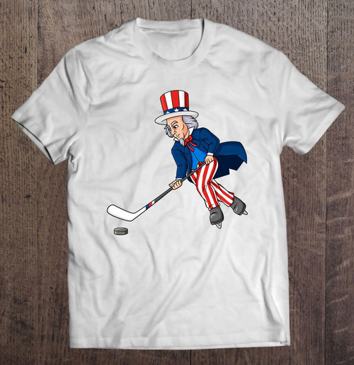 Uncle Sam Hockey 4th Of July Patriotic Boys Kids Teens T-shirt