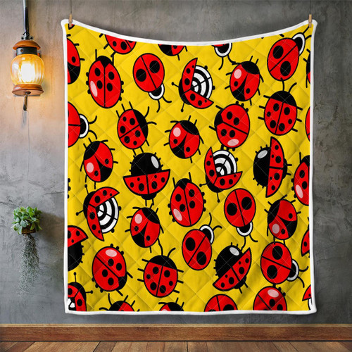 Ladybird beetle yellow background quilt