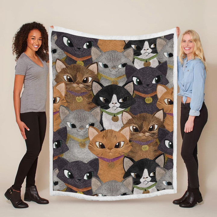 Cats Pattern Sherpa Blanket