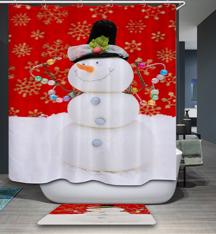 Girly Decorated Snowman with Smile Shower Curtain