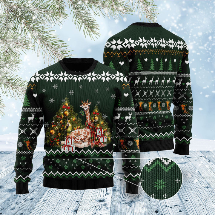 Giraffe Holiday Ugly Christmas Sweater - Sweater Christmas Unisex