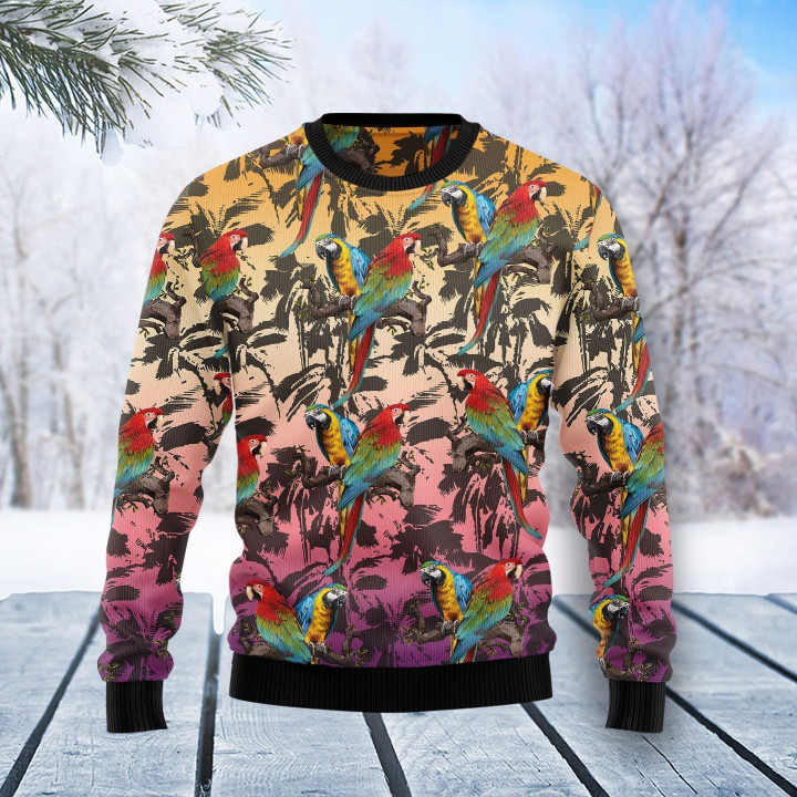 Parrot Palm Forest Ugly Christmas Sweater  For Men & Women  Adult