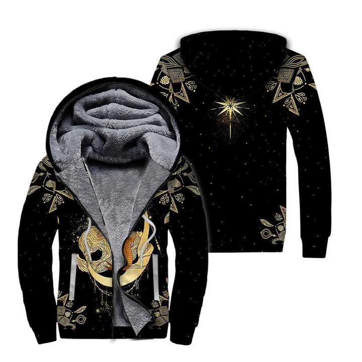 Capricorn Golden Zodiac Fleece Zip Hoodie | For Men & Women | HS4164