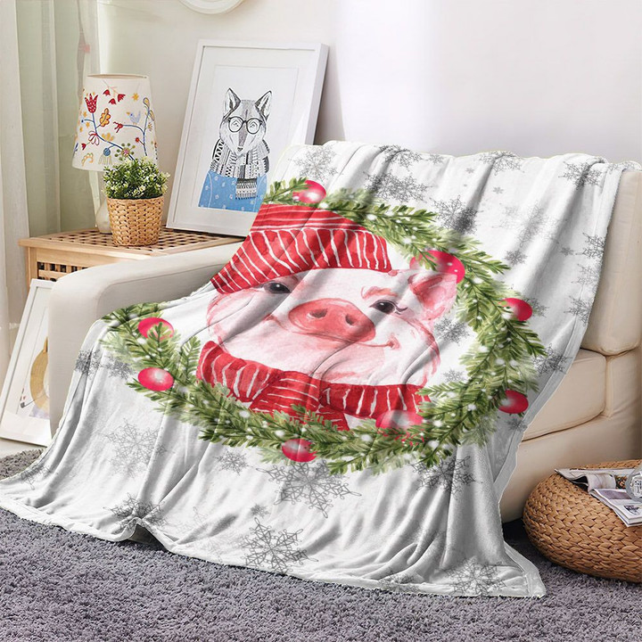 Snowman King Couch Fleece Blanket, Merry Christmas Queen Fleece Throw Blanket, Christmas Pig Fleece Blanket, Gifts for Christmas
