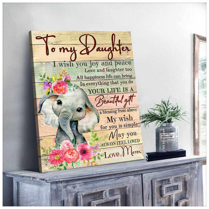 To My Daughter Elephant Canvas Wall Art Decor Dhg 2126 | PB Canvas