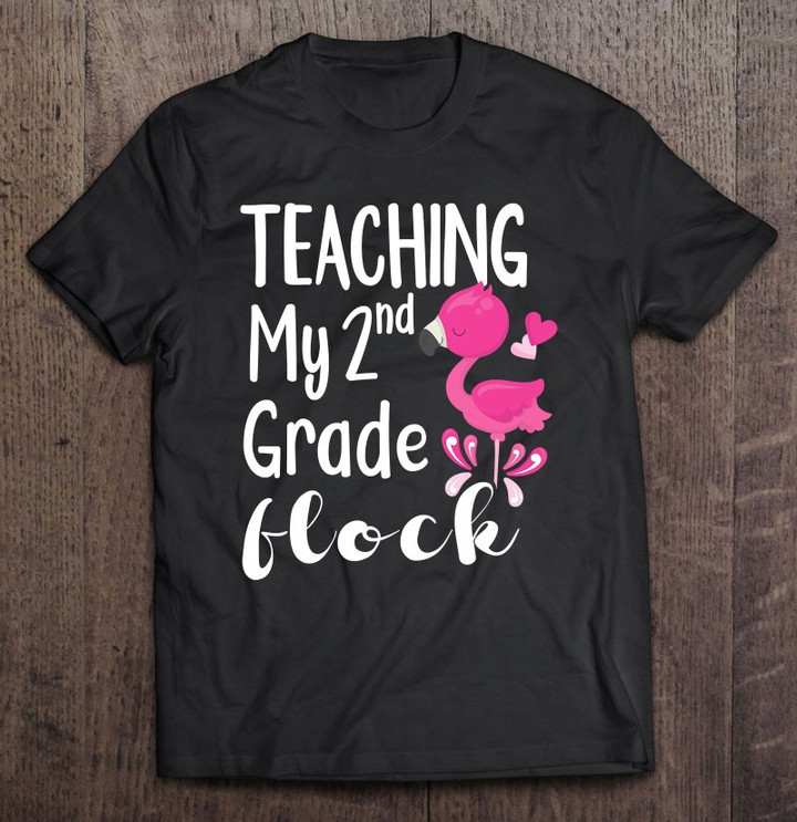 flamingo-teaching-my-2nd-grade-flock-teacher-t-shirt