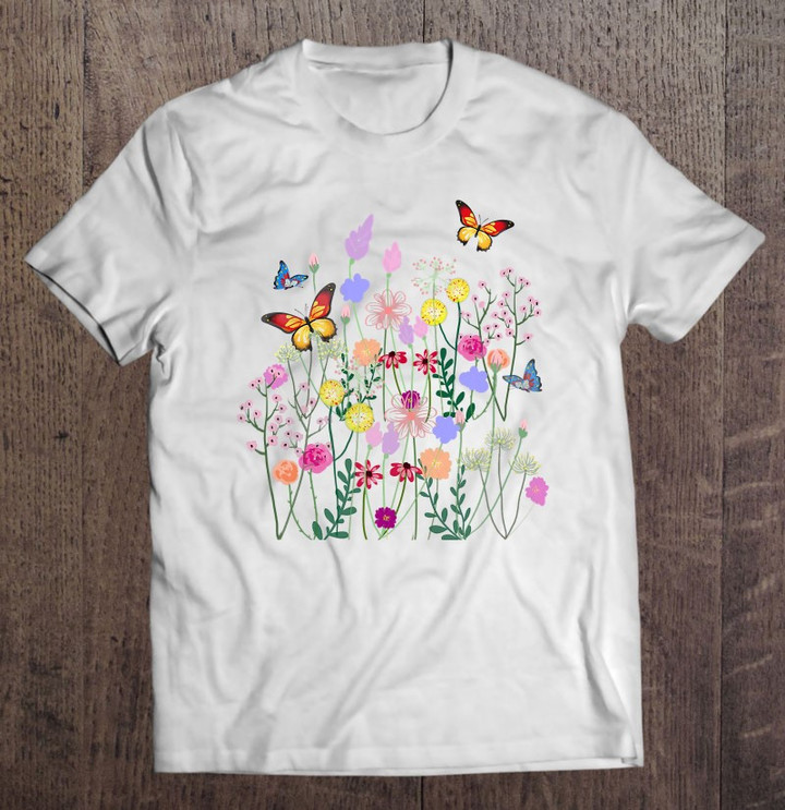 spring-flowersbutterfliessummerspring-art-t-shirt