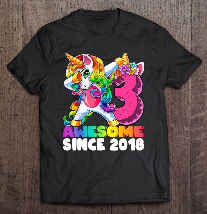 awesome-since-2018-dabbing-unicorn-3rd-birthday-girls-t-shirt