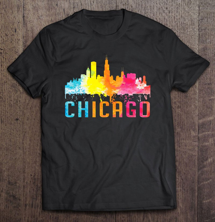 chicago-illinois-retro-watercolor-skyline-art-souvenir-t-shirt