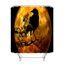 Full Moon Halloween Black Crow Shower Curtain