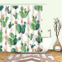 Colorful Flowering Plants Paddle Cactus Shower Curtain