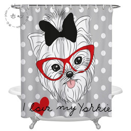 Glasses with Bow Love my Yorkshire Terrier Shower Curtain