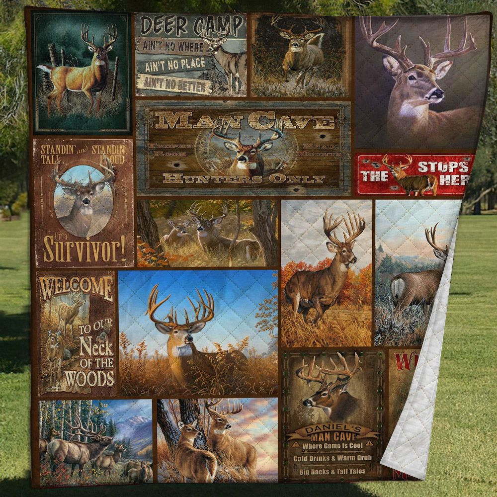 Hunter Twin Throw Quilt Blanket, Elk Hunting Quilt Baby Blanket, Man Cave Hunting Only 8 Quilt Blanket, Gifts for Hunting