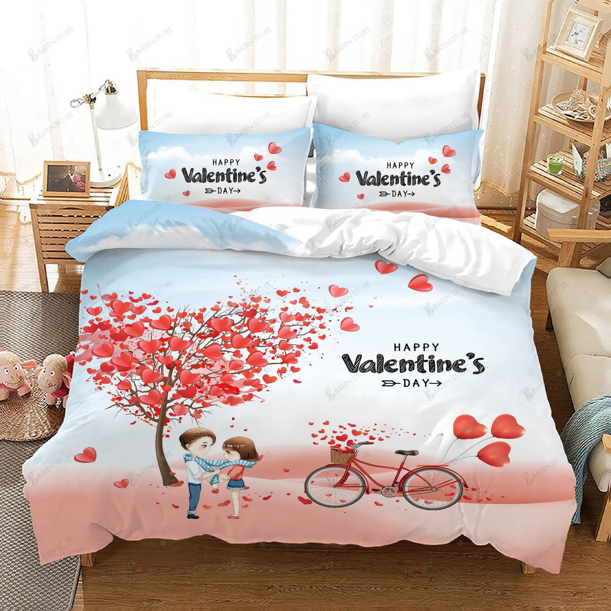 3d Valentineâ€™s Day Love Tree Bedding Set Bedroom Decor