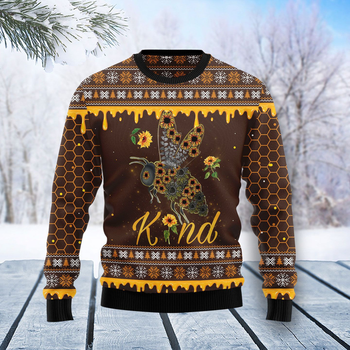 Bee Kind Sunflower Ugly Christmas Sweater | For Men & Women | Adult | HS5162