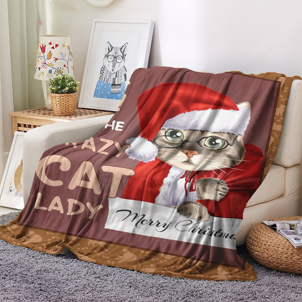 Cat Sofa Throw Fleece Blanket, Snowman Baby Fleece Blanket, Cat Christmas I Am The Crazy Cat Lady Fleece Blanket, Gifts for Christmas