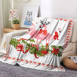 Christmas Super Soft Fleece Blanket, Flamingo Lover Gift Sofa Throw Fleece Blanket, Christmas Flamingo Fleece Blanket, Gifts for Flamingo