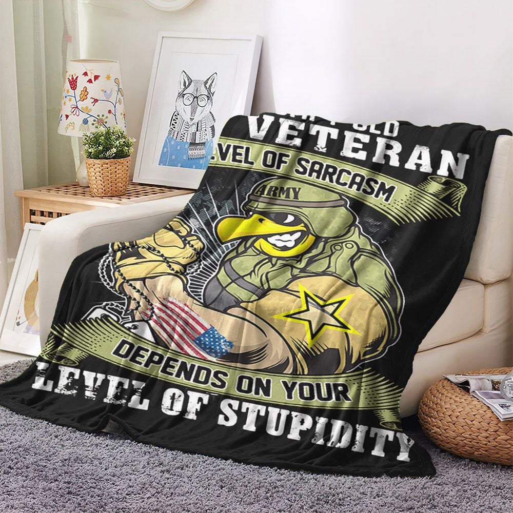 National Guard Queen Fleece Throw Blanket, Veterans Lover Bed Throw Blanket, I Am A Grumpy Old Army Veteran Fleece Blanket, Gifts for Army