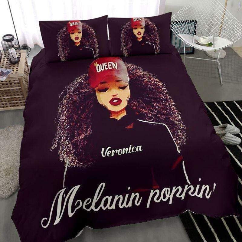 Black Girl Melanin Poppinâ€™ Custom name Duvet Cover Bedding Set #2606H