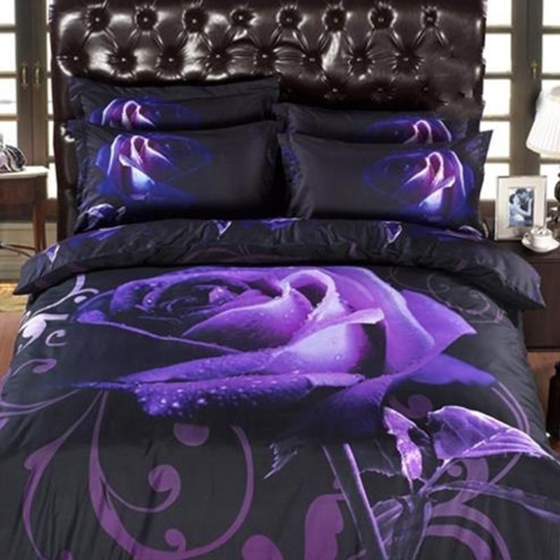 Black Purple Rose GS-CL-DT0911 Bedding Set
