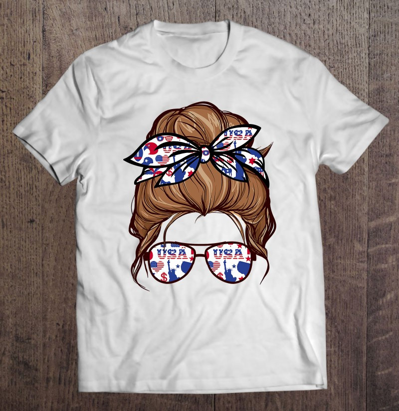 4th-of-july-messy-bun-sunglasses-t-shirt