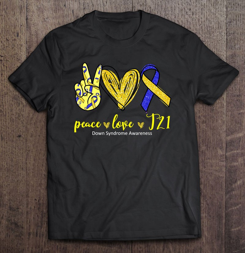 peace-love-t21-blue-yellow-ribbon-down-syndrome-awareness-t-shirt