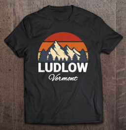 ludlow-vermont-vacation-vintage-retro-forest-sunset-gift-t-shirt