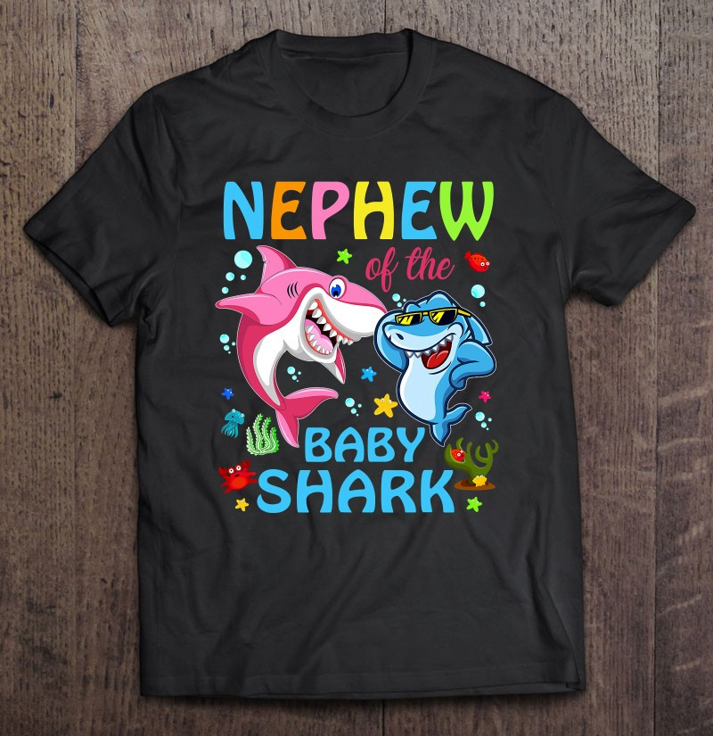 nephew-of-the-baby-shark-birthday-nephew-shark-christmas-day-t-shirt