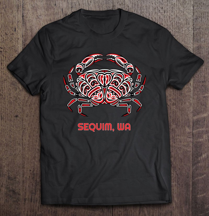 sequim-washington-dungeness-crab-native-american-crabber-art-t-shirt
