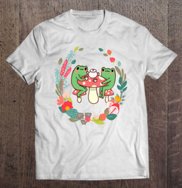 frogs-drinking-tea-mushroom-cute-cottagecore-aesthetic-frog-t-shirt