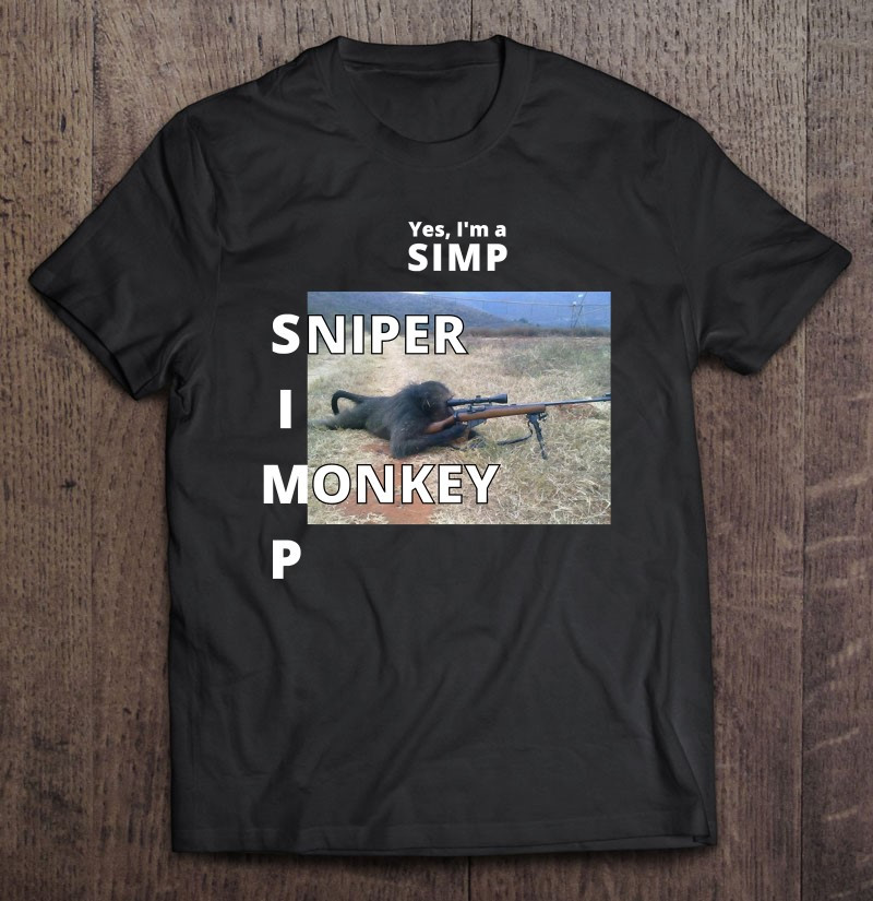 white-font-sniper-monkey-t-shirt