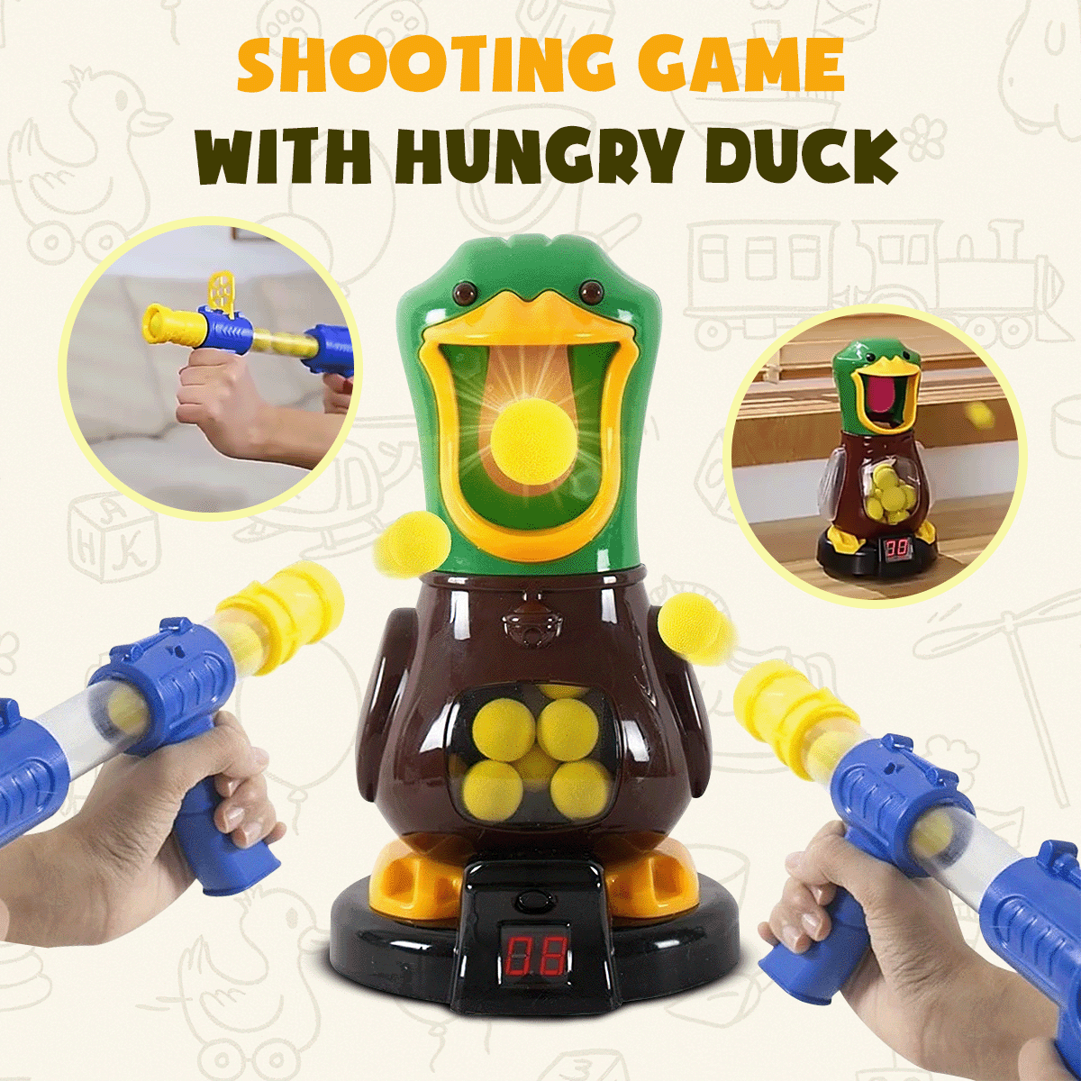 Hungry Shooting Duck Air-powered Gun Electronic Scoring Games