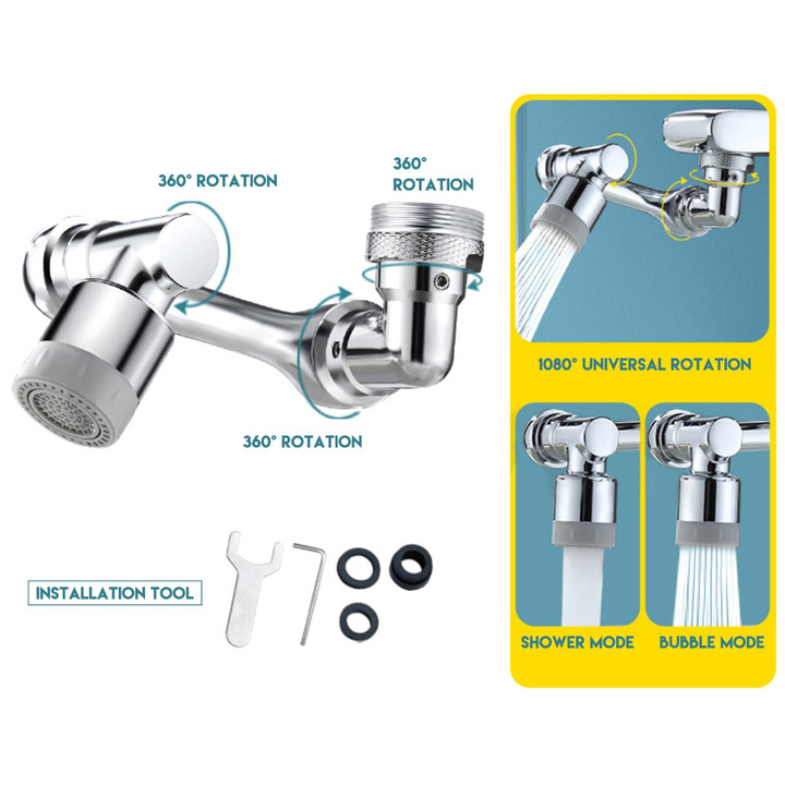 Universal Faucet Aerator Tap Nozzle Bubbler 1080° Rotatable Splash Filter Sprayer,Kitchen Bathroom Pure Copper Mixer Adapter