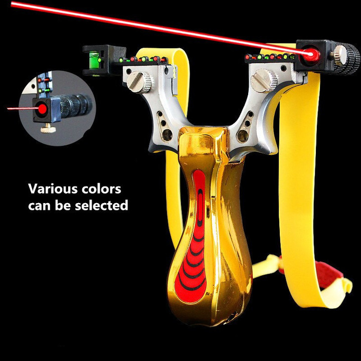 Outdoor Hunting Competitive Slingshot Alloy Rubber Band Slingshot Outdoor Competitive Laser With Light Sight Toys For Boys