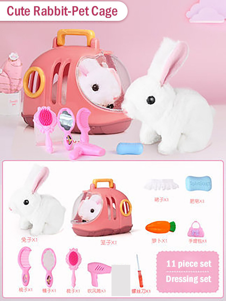 Bunny plush toy children’s simulation electric walking cute doll little white rabbit pet girl birthday gift