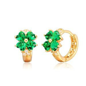Luck Four Leaf Clover Flower Love Heart CZ Circle Small Loop Huggie Hoop Earrings For Women Child Girls Kids Gold Color Jewelry